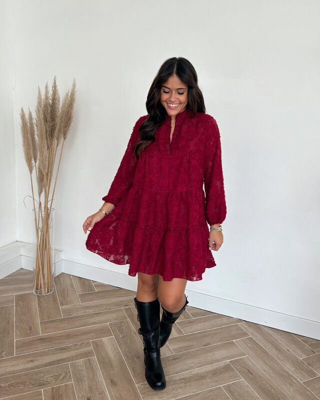 bordeaux fluffy dress
