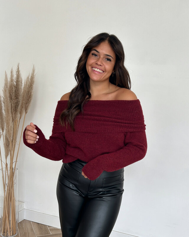 off shoulder trui - bordeaux
