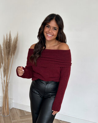 off shoulder trui - bordeaux