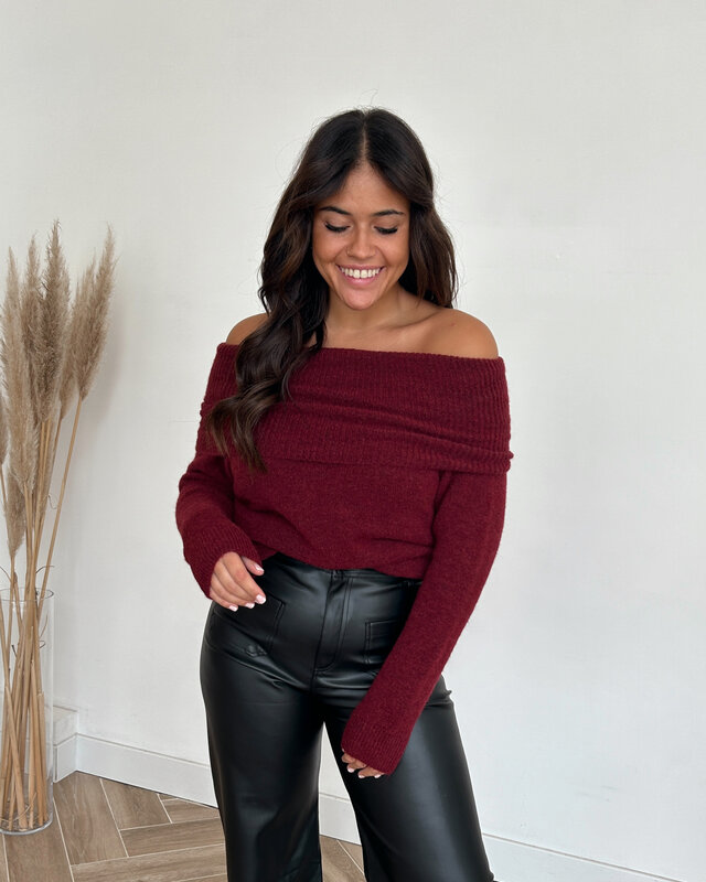 off shoulder trui - bordeaux