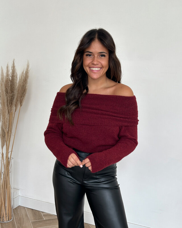 off shoulder trui - bordeaux