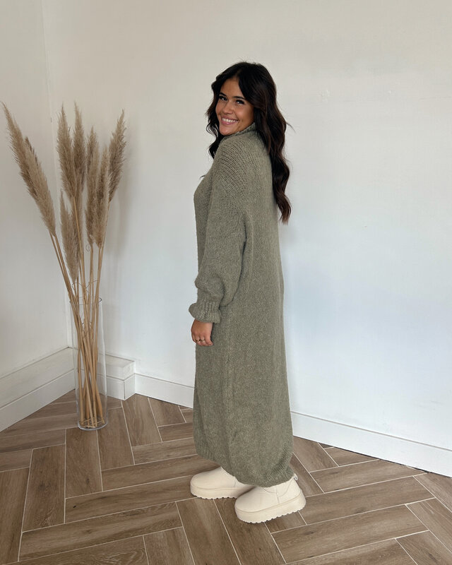 ruffle knit dress - kaki