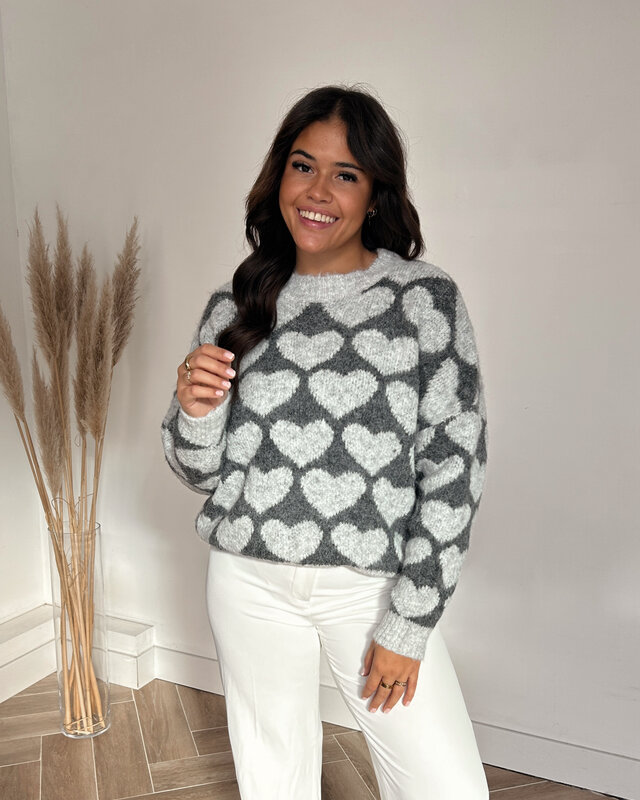 heart knit - grijs