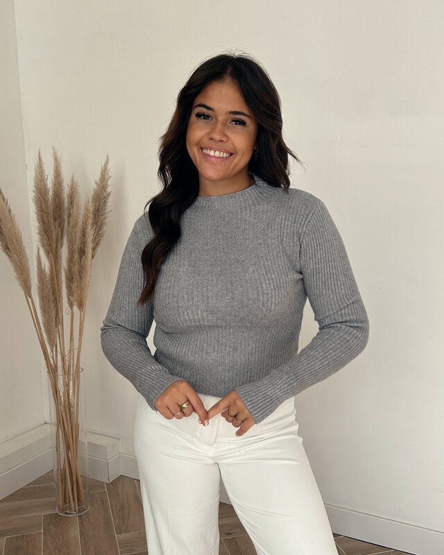 knitted top - grijs