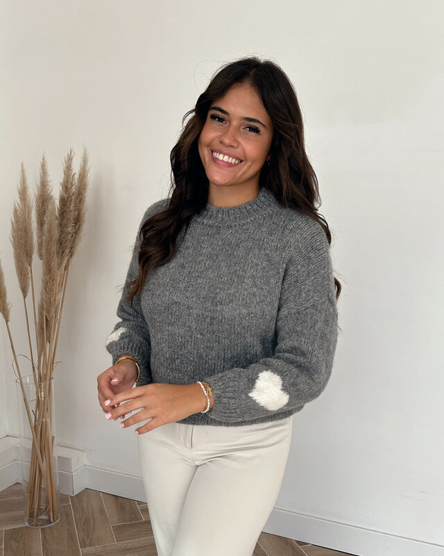 trui hartjesmouw - grijs