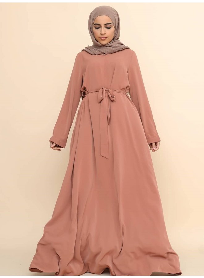 A-lijn abaya met rits -perzik