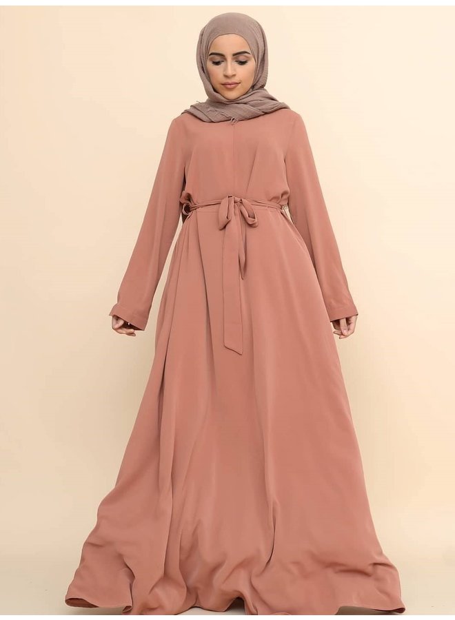 A-lijn zip abaya -peach