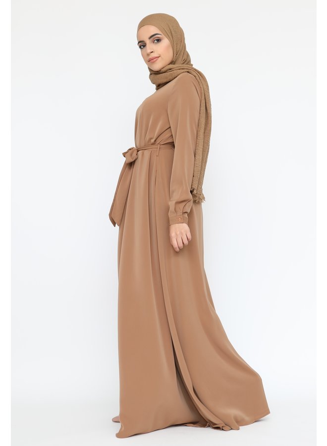 A-lijn abaya met rits -camel