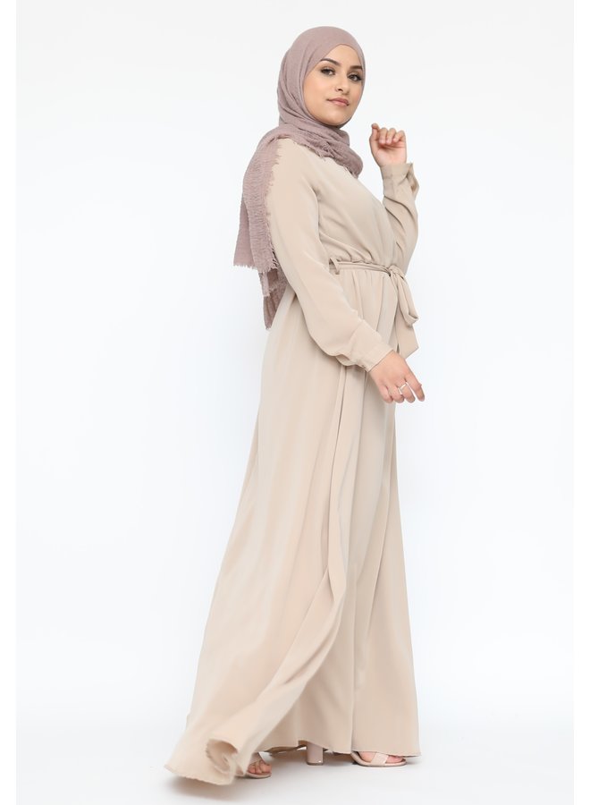 A-lijn abaya met rits -beige