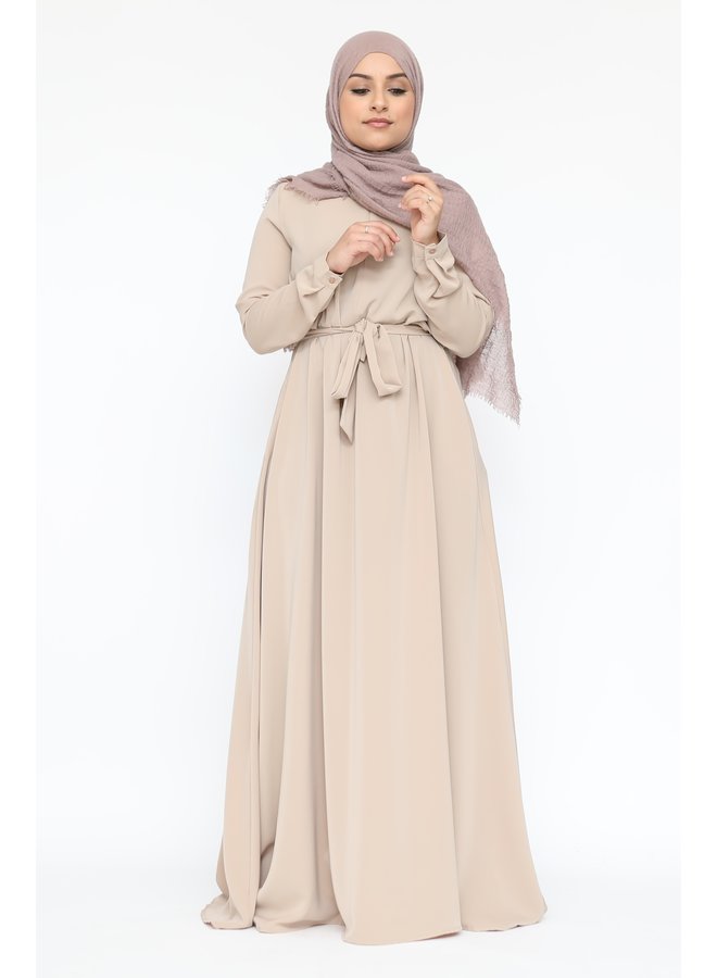 A-lijn zip abaya -beige