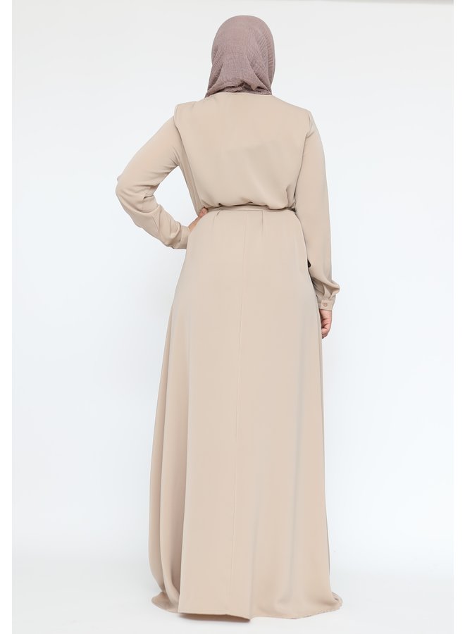 A-lijn abaya met rits -beige