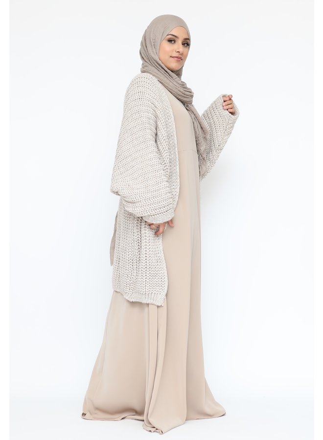 A-lijn abaya met rits -beige
