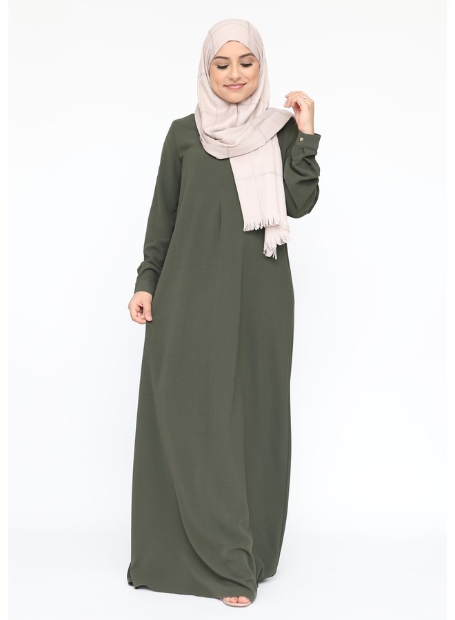 Basic abaya with zip -armygreen