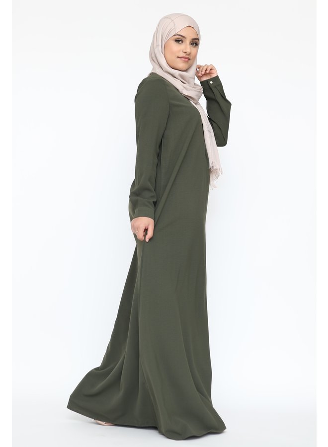 Basic abaya with zip -armygreen