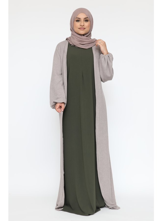 Basic abaya met rits -legergroen