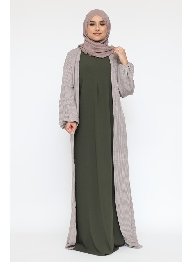 Basic abaya with zip -armygreen