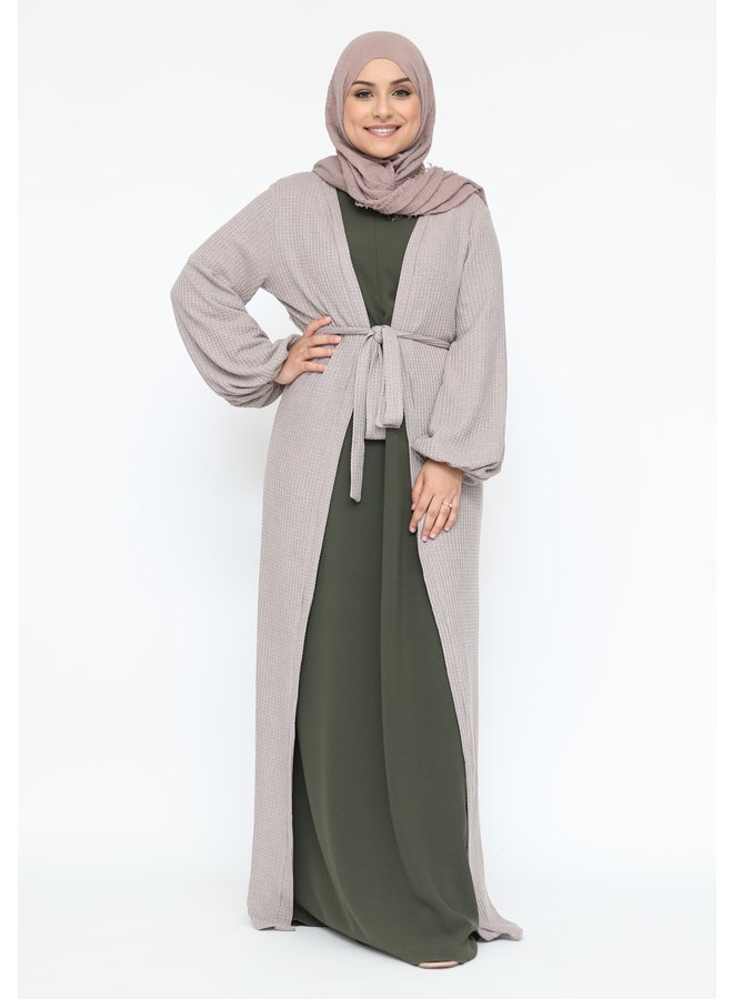 Basic abaya with zip -armygreen