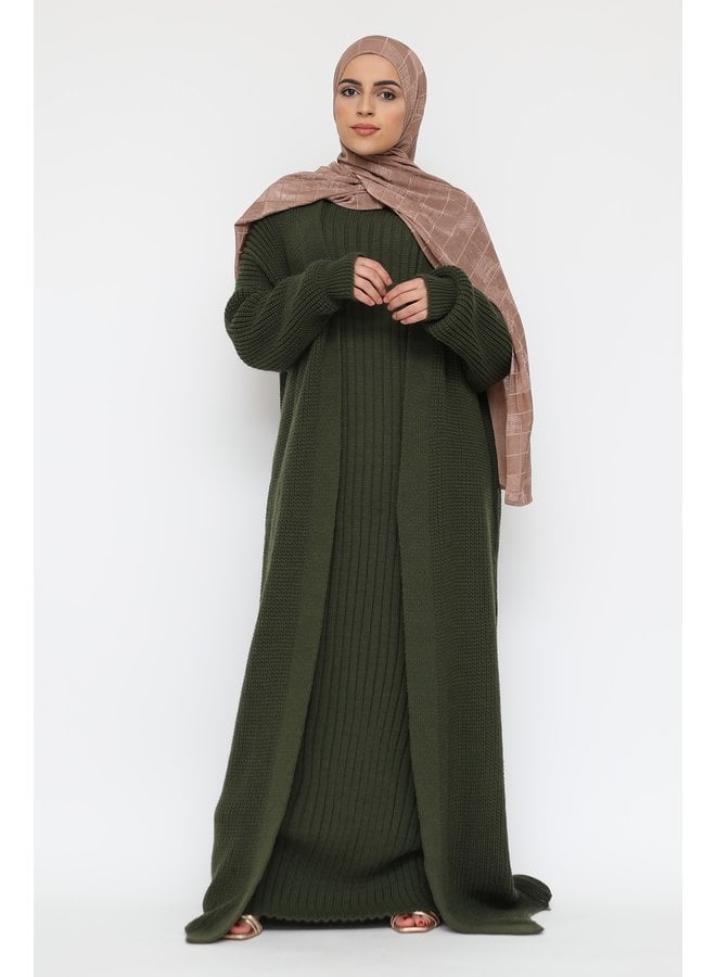 Long twinset with cardigan -armygreen