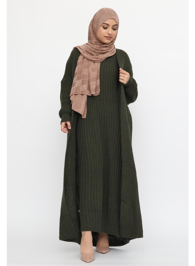 Long twinset with cardigan -armygreen