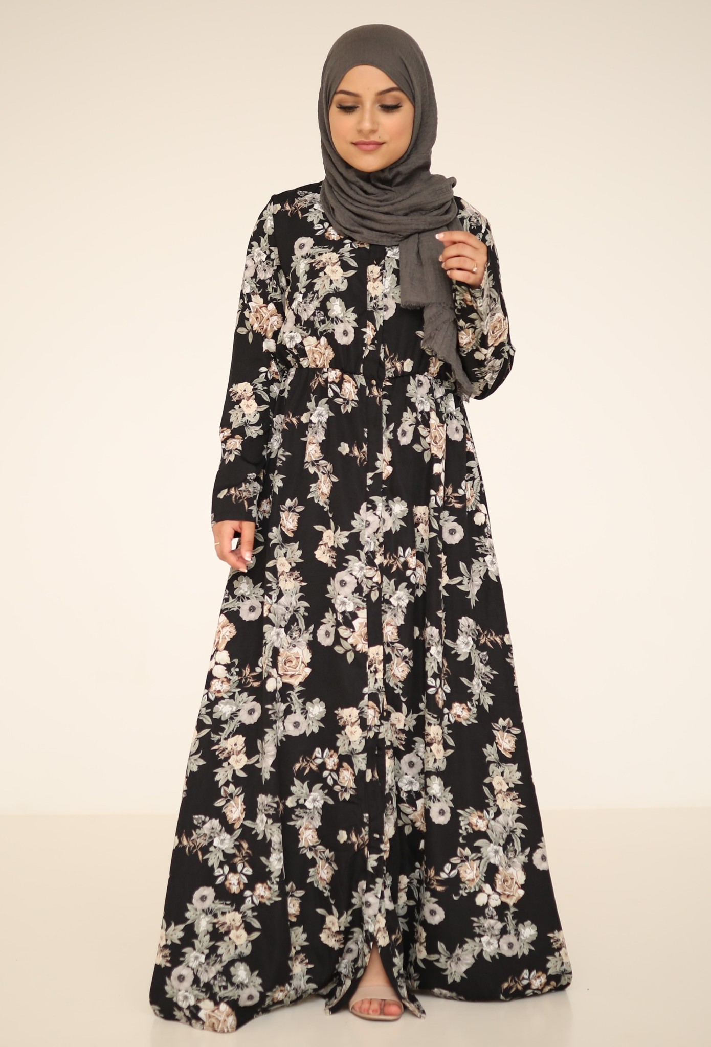 Belastingbetaler Wegrijden Het koud krijgen Maxi jurk met bloemenpatroon -zwart - By Aicha