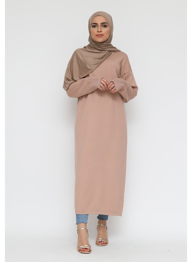 Basic long sweater -nude