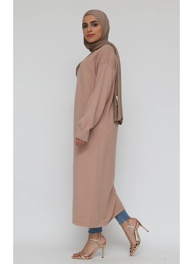 Basic long sweater -nude