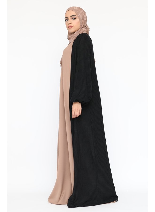 Long cardigan with belt - black