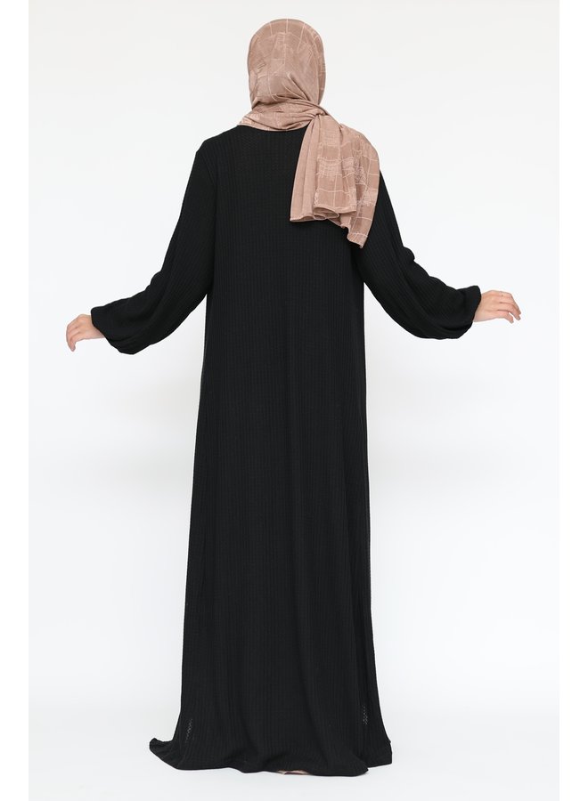 Long cardigan with belt - black