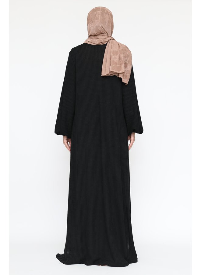 Long cardigan with belt - black