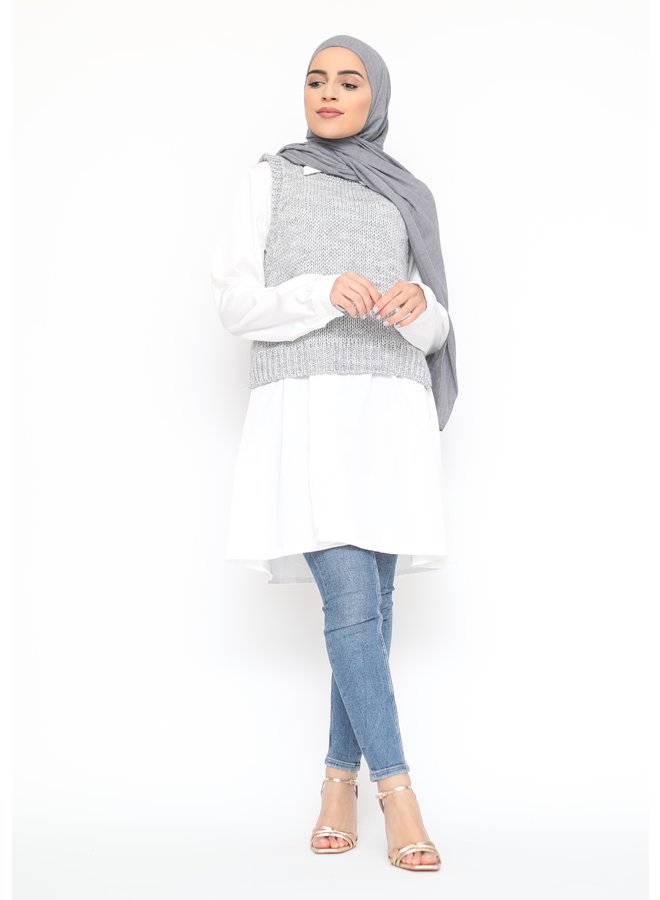 Tunic with buttons - white