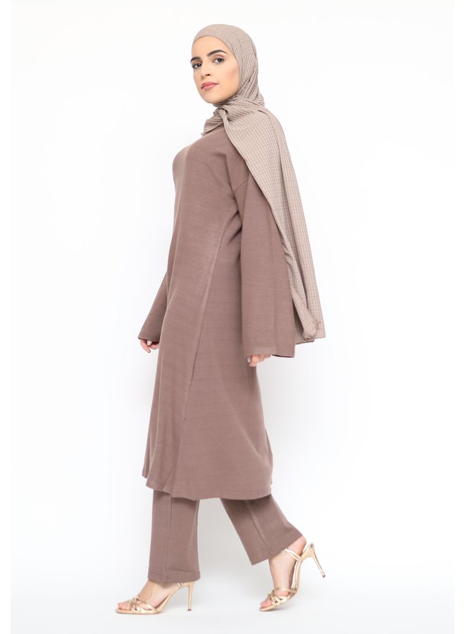 Comfy twinset with pants - mocca