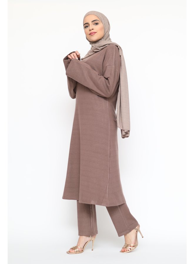 Comfy twinset with pants - mocca