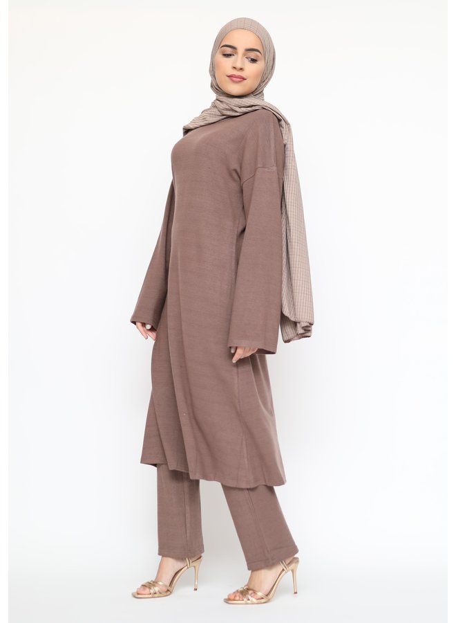 Comfy twinset with pants - mocca