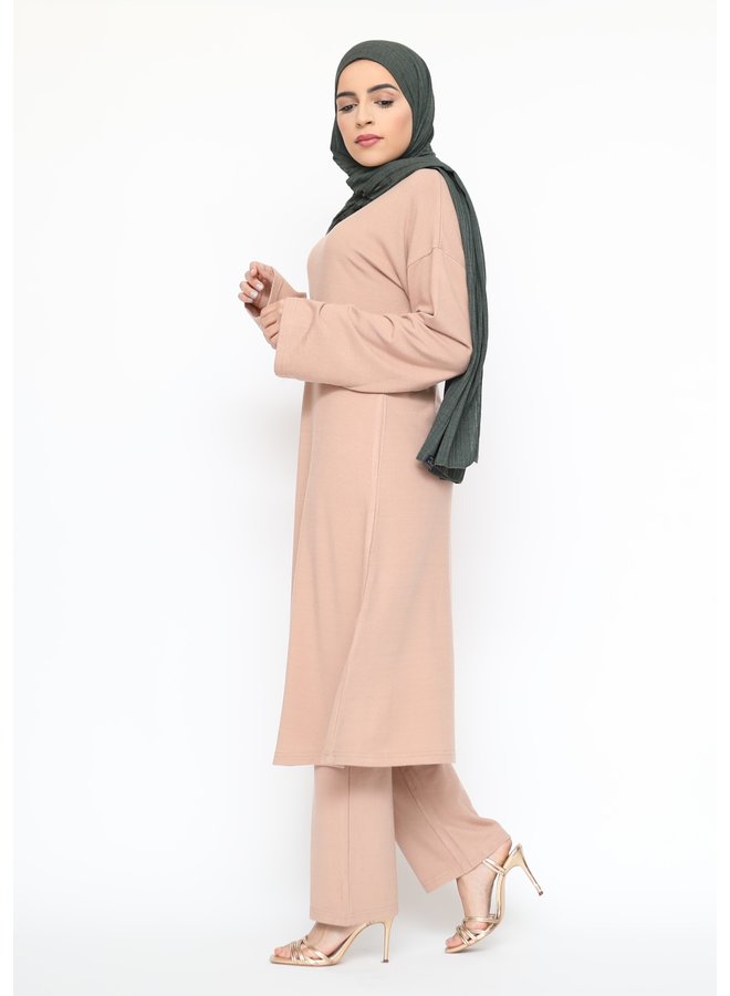 Comfy twinset with pants - nude