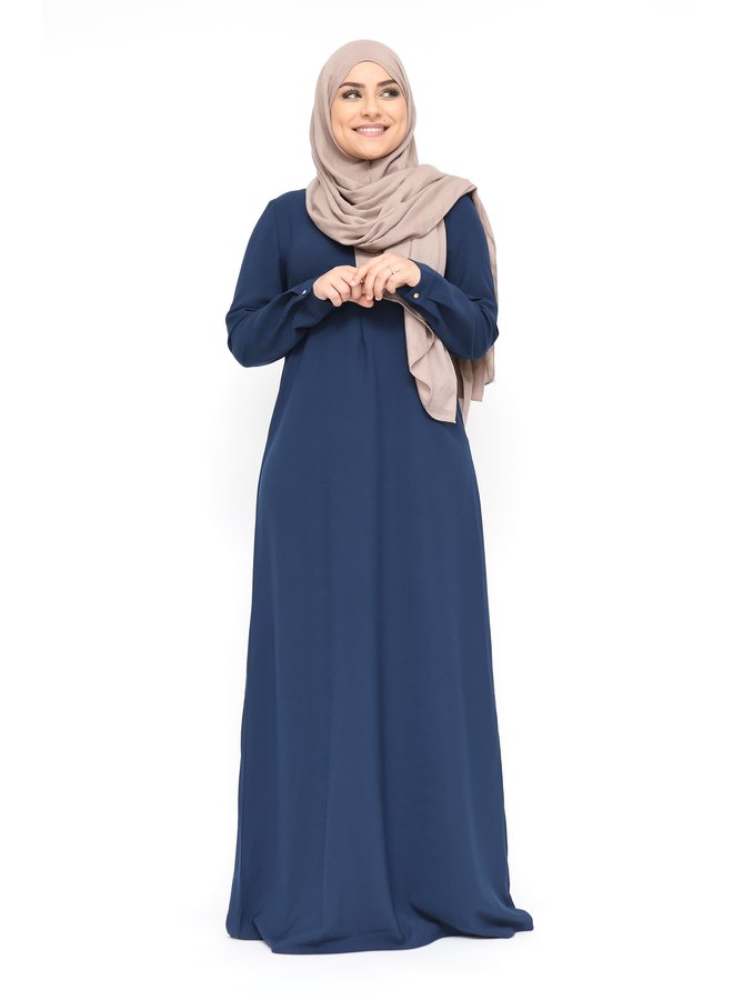 Basic abaya with zip -navy