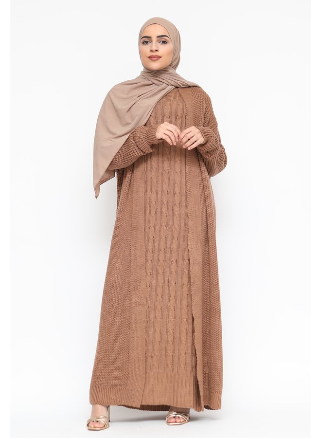 Cabledress with cardigan - camel