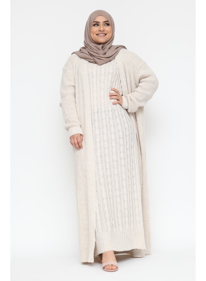 Cabledress with cardigan - creme