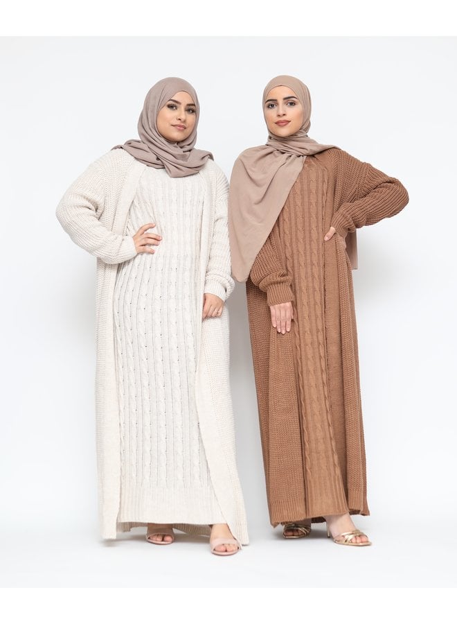 Cabledress with cardigan - creme