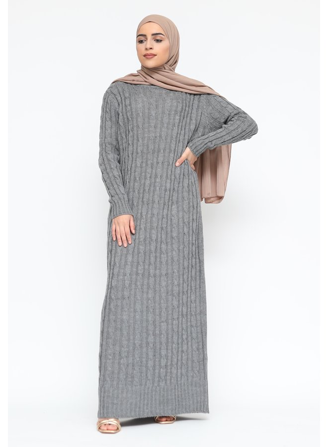 Cabledress with cardigan - gray