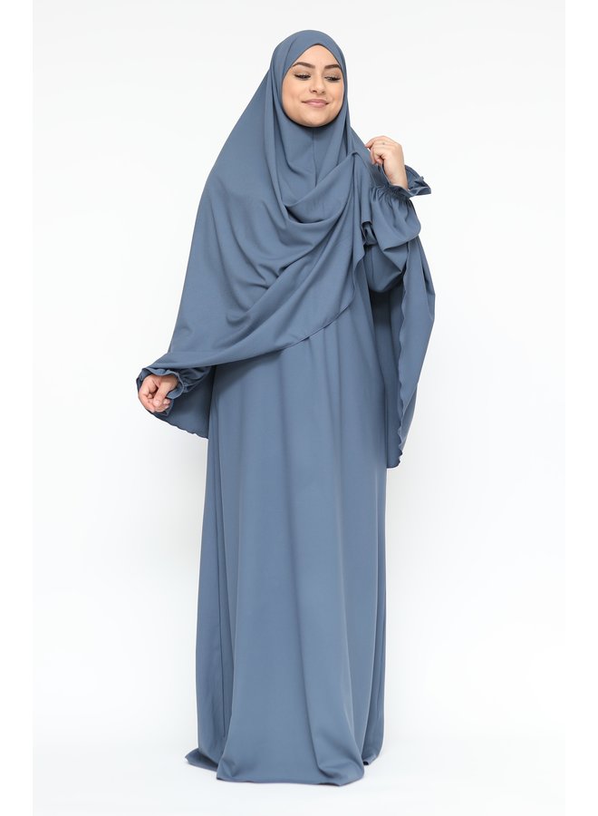 Abaya with puffed sleeve - jeansblue