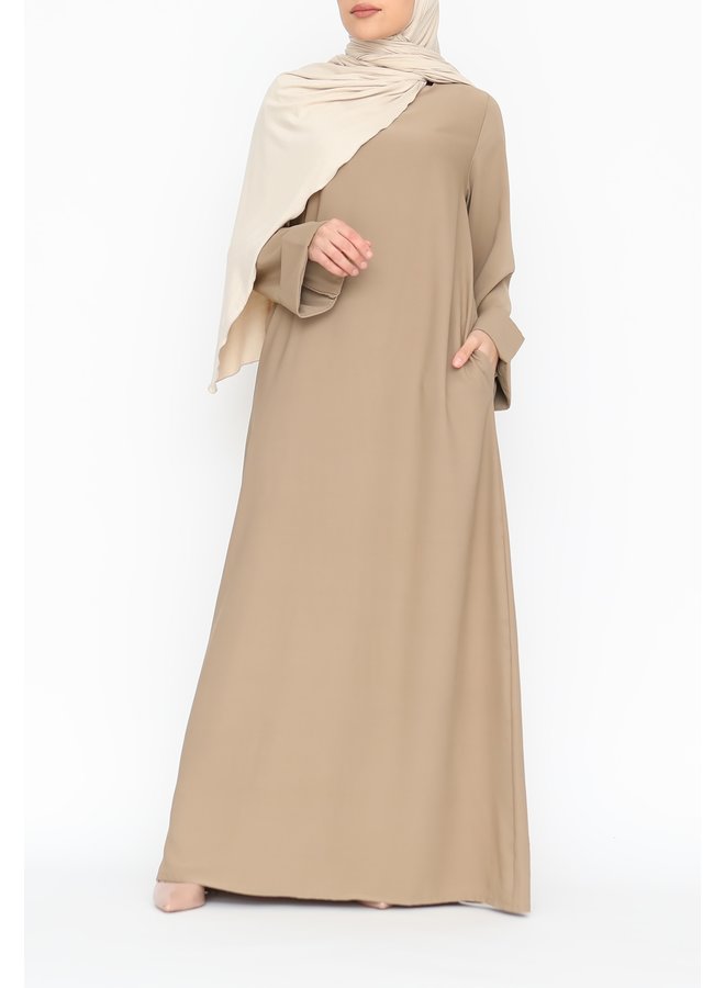 Abaya with folded sleeve - camel