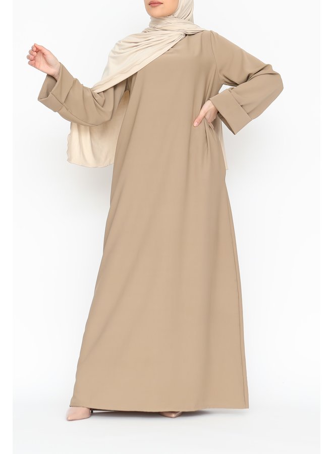 Abaya with folded sleeve - camel