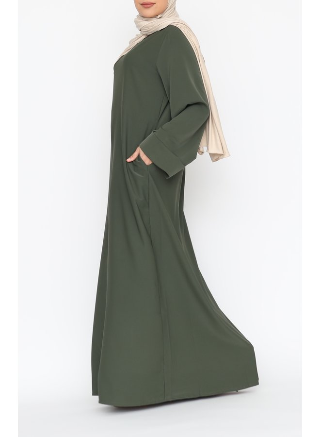 Abaya with folded sleeve - kaki