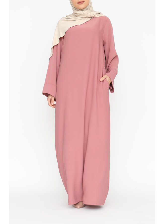 Abaya with folded sleeve - oldpink