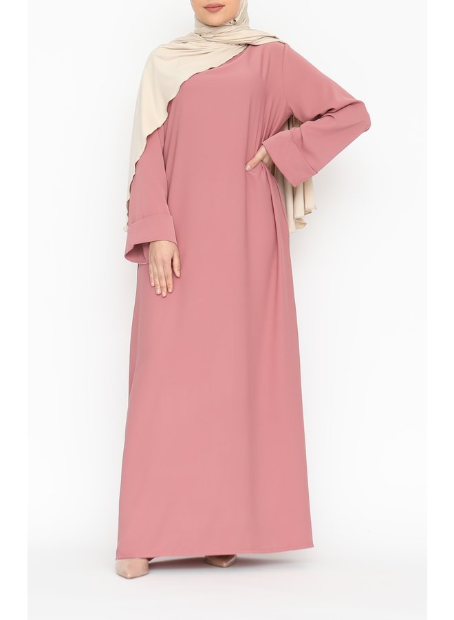 Abaya with folded sleeve - oldpink