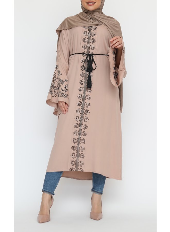 Tuniek met borduursel - nude