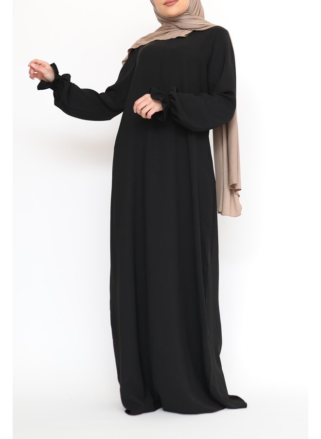 Abaya with cute sleeves (lightweight) - Black