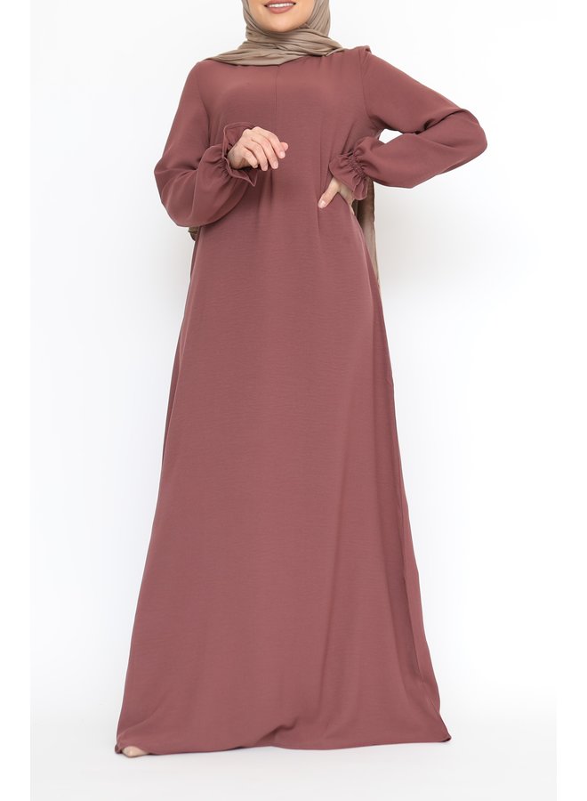 Abaya with cute sleeves (lightweight) - Dustyred