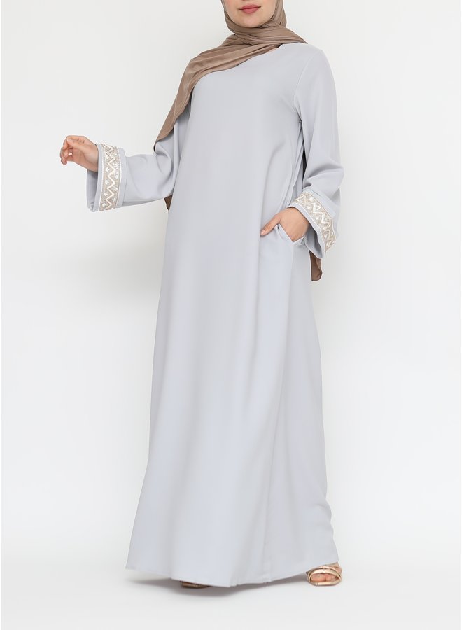 Abaya with embroidery - gris