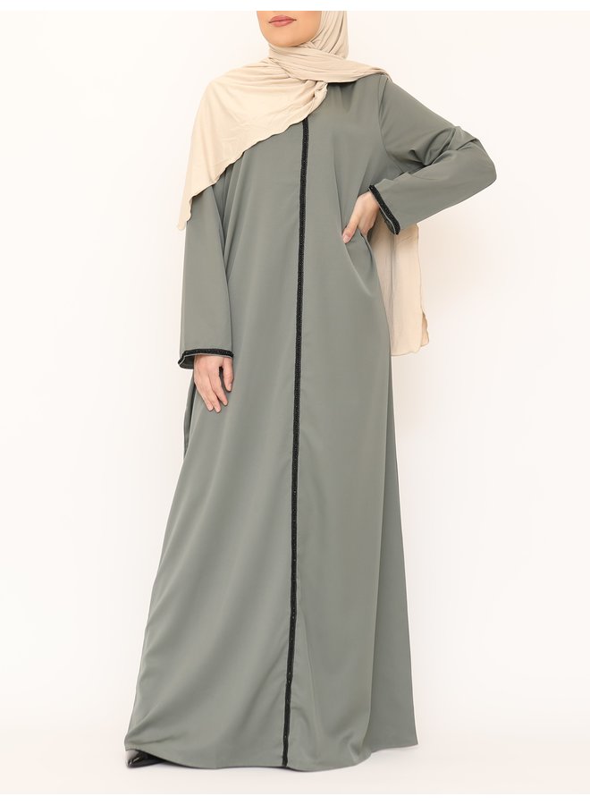 Abaya black line - kaki